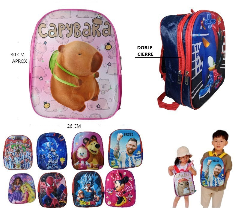 Mochila 3D doble cierre personajes