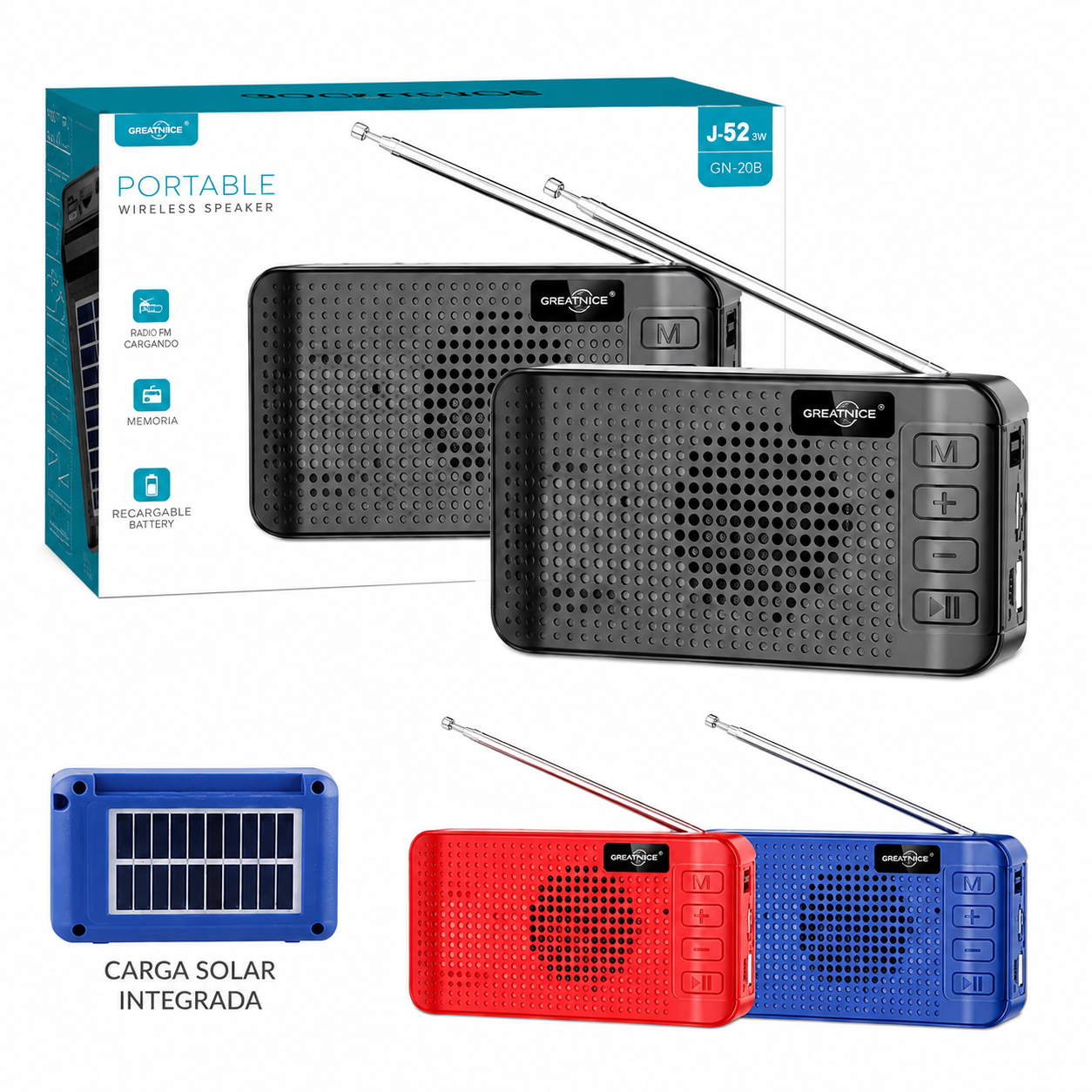 Radio fm con panel solar GTS-2543