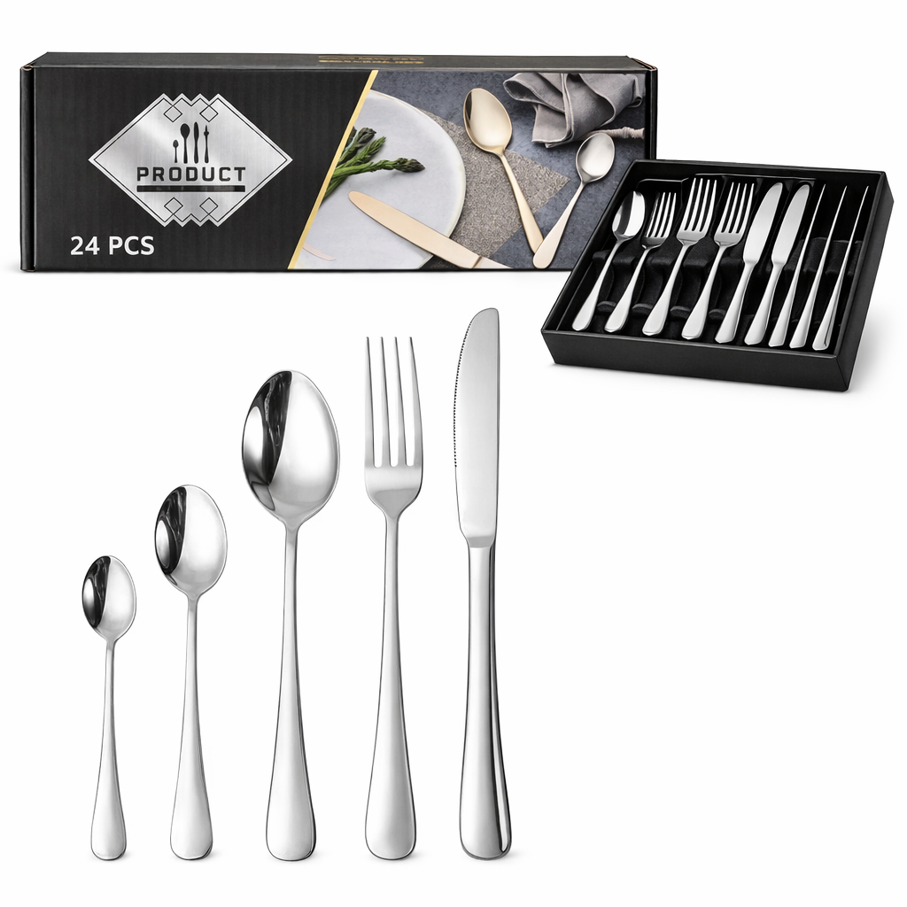 Set x24 PCS cubiertos ACERO 6 c/u