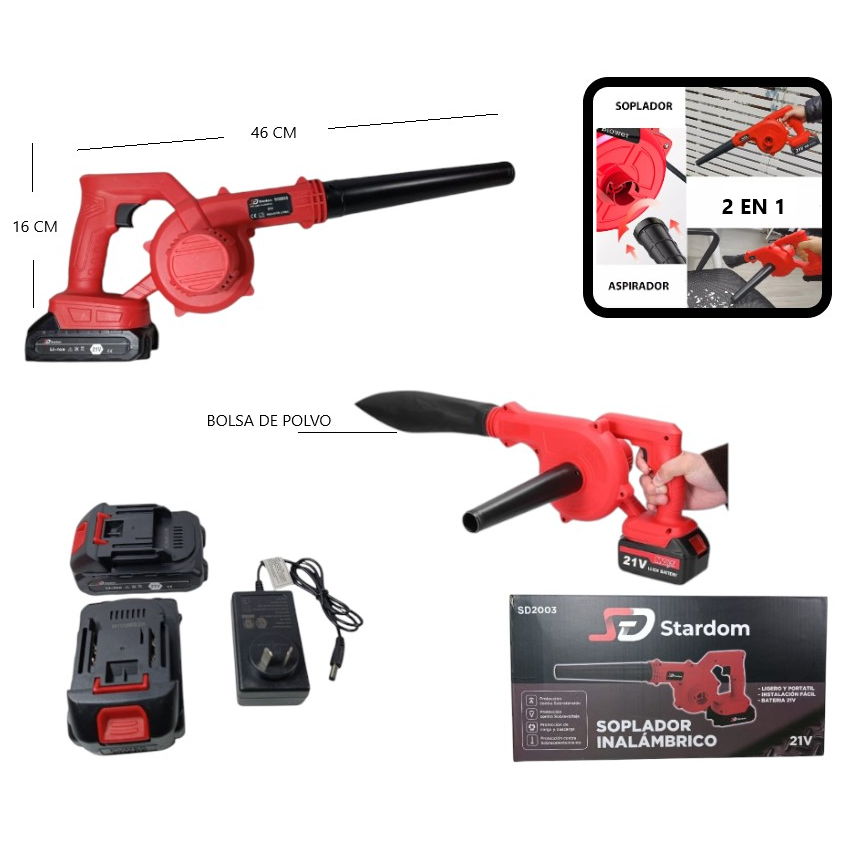 Soplador inalámbrico 2 en 1 21v
