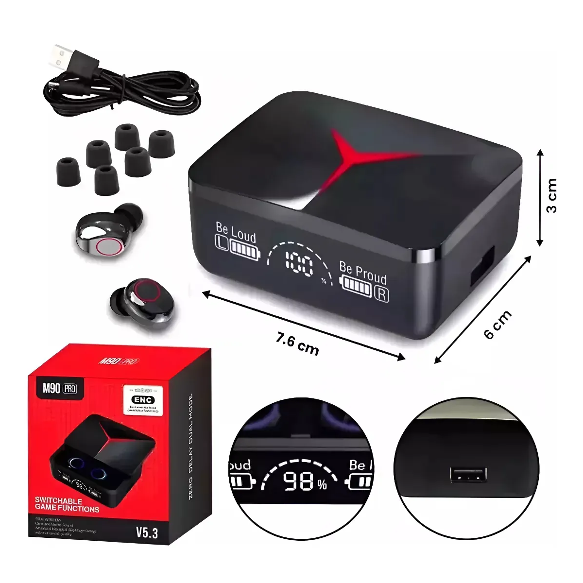 Auriculares true wireless M90 Pro