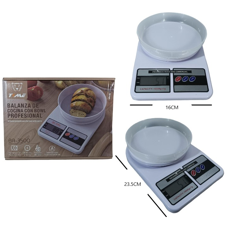 Balanza de cocina con bowl 10 kg