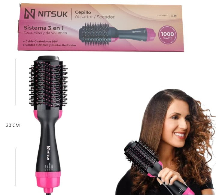 Cepillo alisador/secador 3 en 1 cable giratorio
