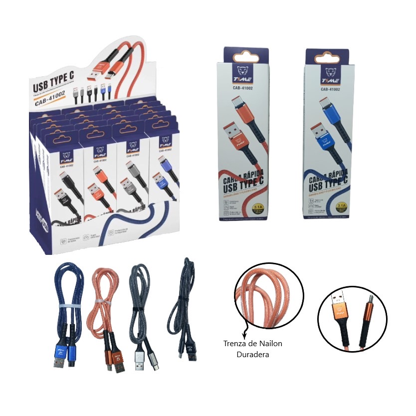 Cable Time USB tipo C mallado