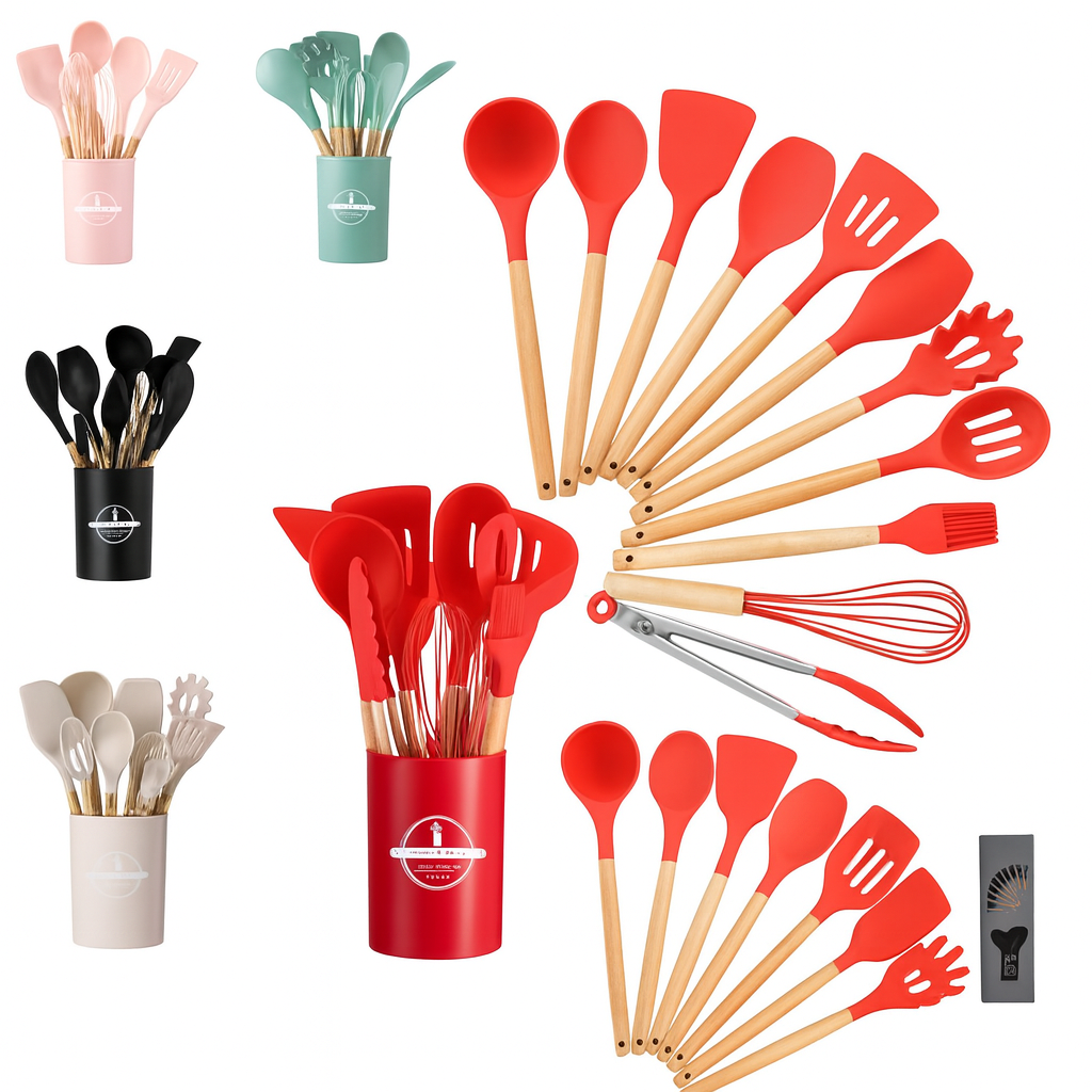 Set de utensilios de cocina de silicona