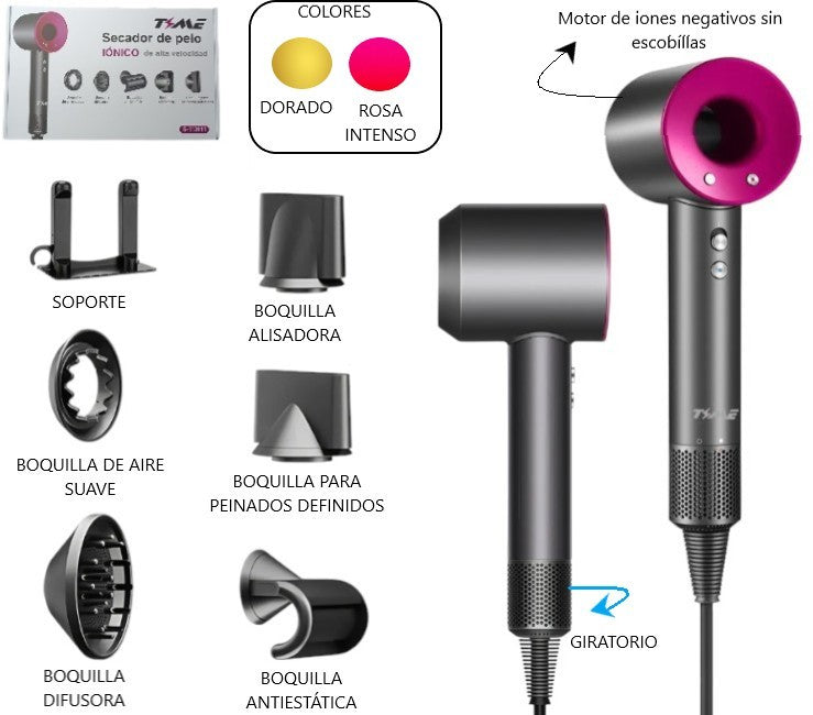 Secador de pelo con accesorios 1600W