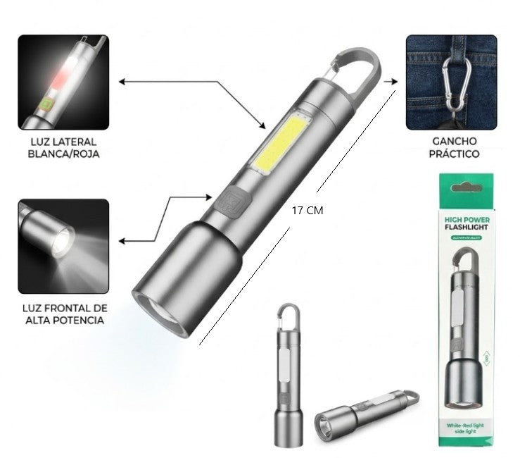 Linterna recargable con zoom