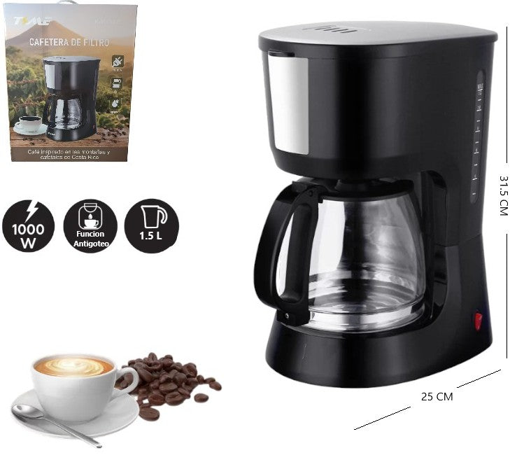 Cafetera de filtro 1.5L 1000W 12 tazas