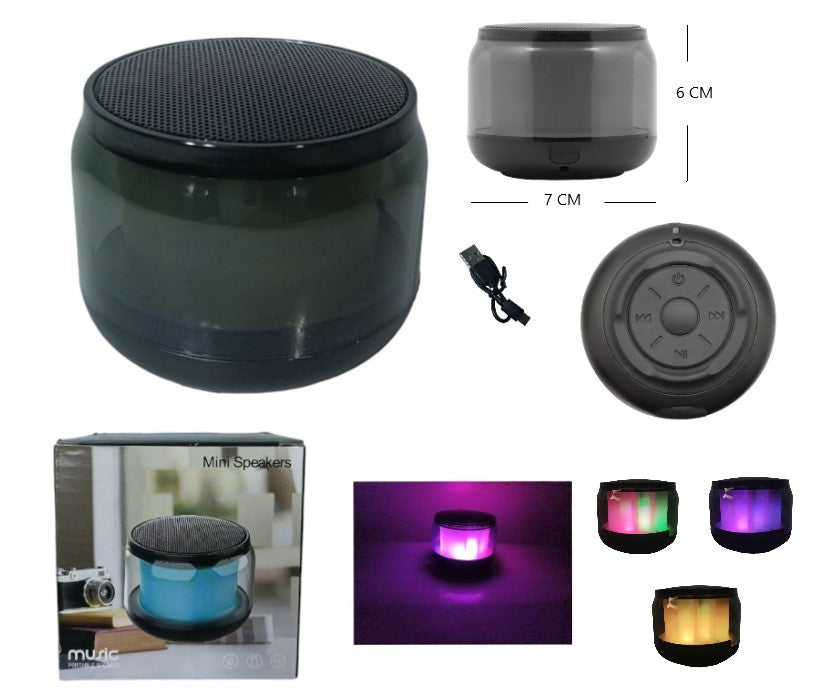 Parlante mini speaker con luz de colores