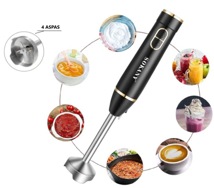 Batidora mini pimer negra acero 300W