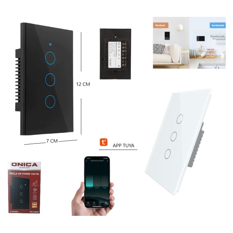 Tecla smart Wi-Fi de 3 canales