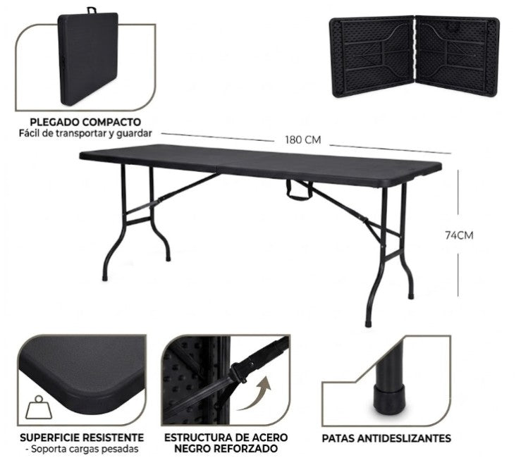 Mesa plegable color NEGRO