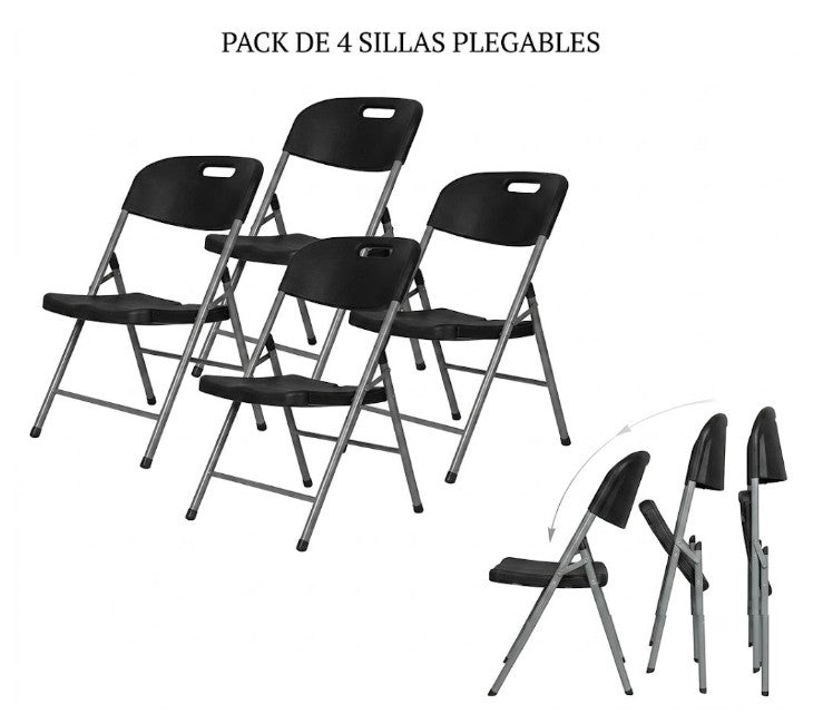 Silla plegable x4 color NEGRO