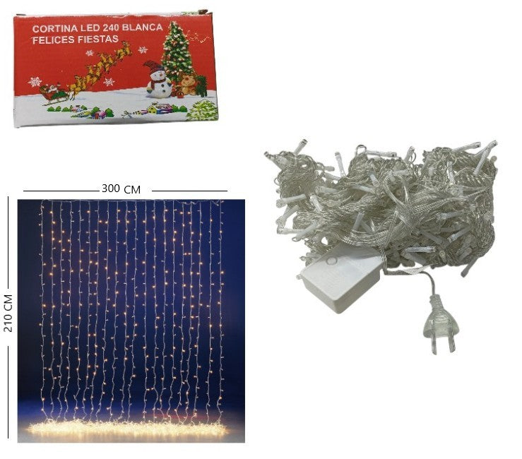 Cortina led 3x3 240 luces led calida