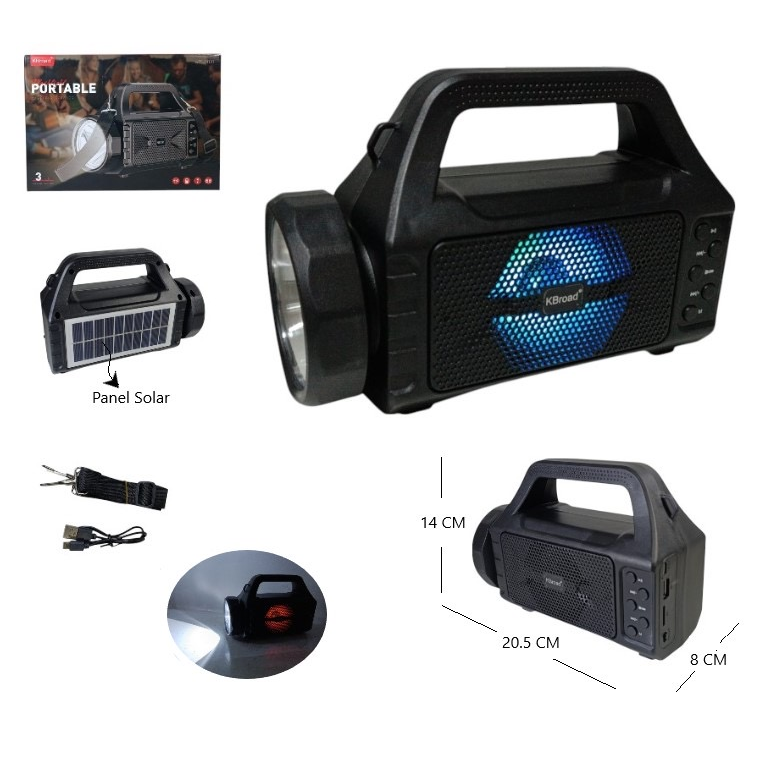 Parlante con linterna y panel solar
