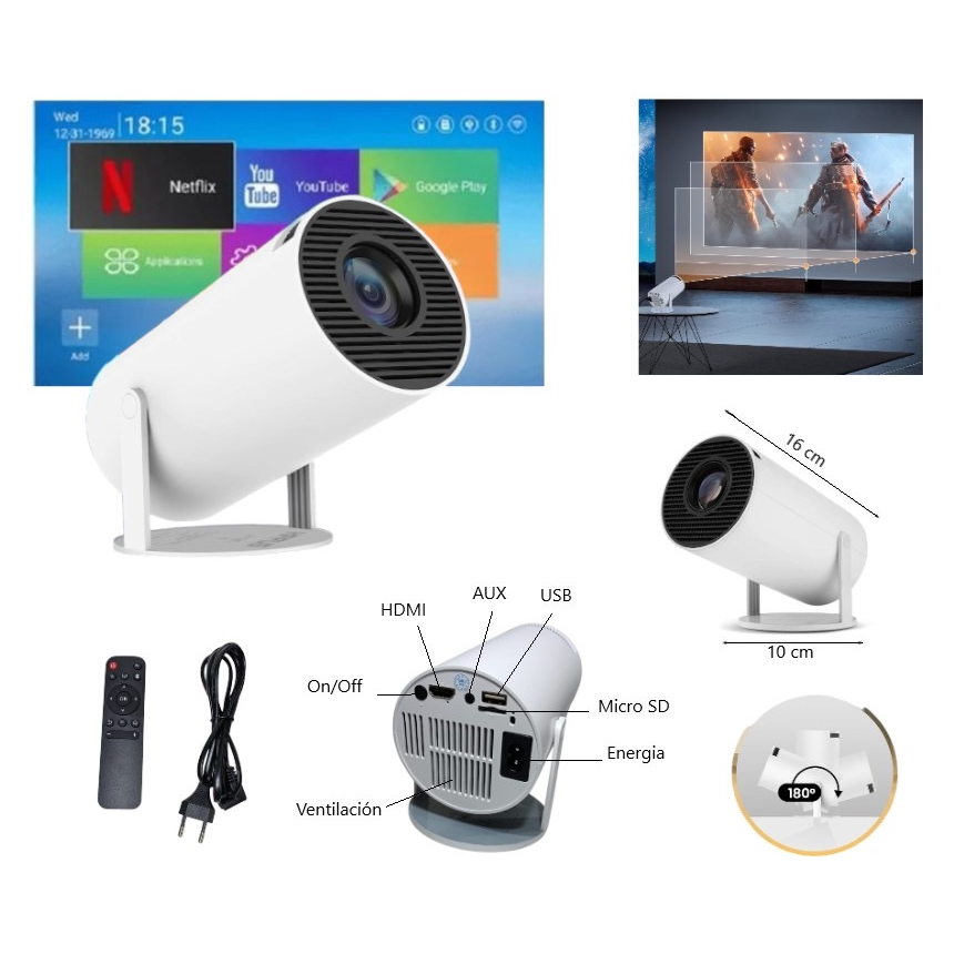 Proyector portátil LED smart ultra HD