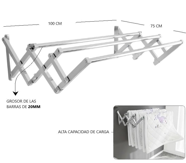Tender de metal extensible para pared