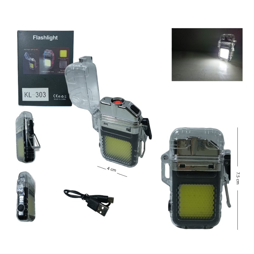 Mini linterna recargable con encendedor