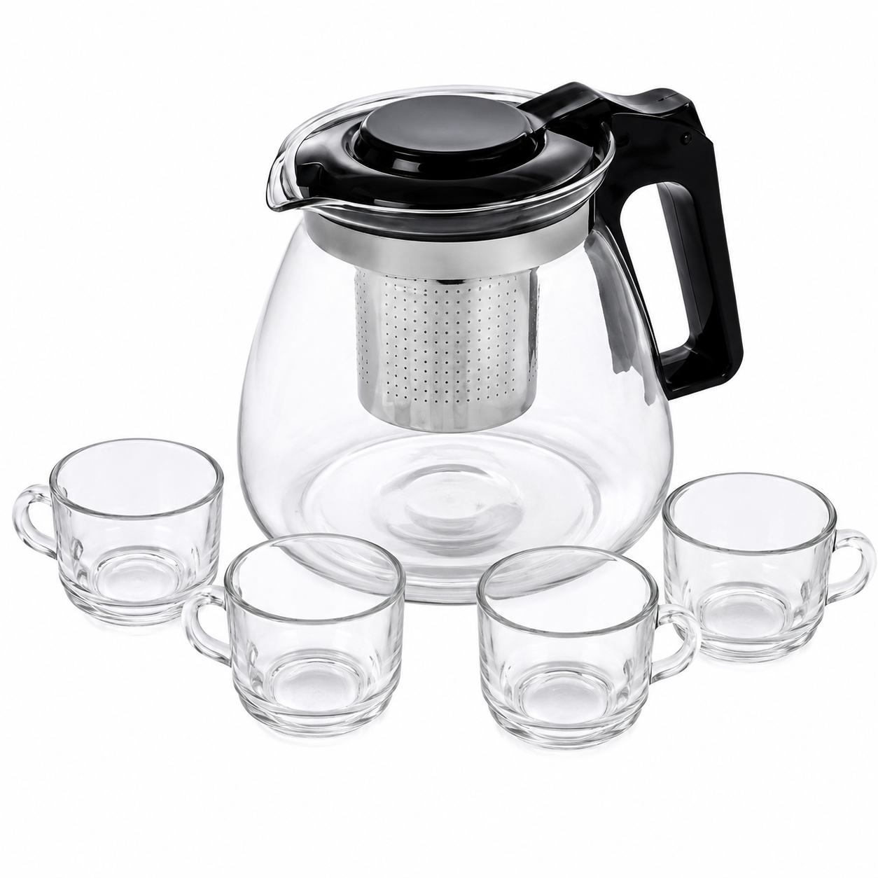 Tetera 1000ML con 4 tazas de vidrio
