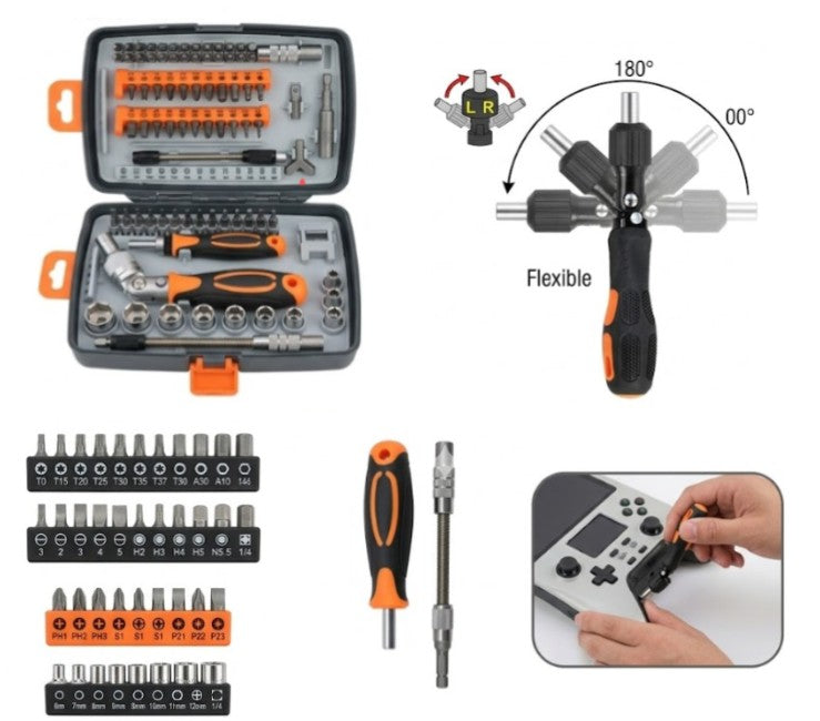 Kit destornillador con trinquete 68 en 1