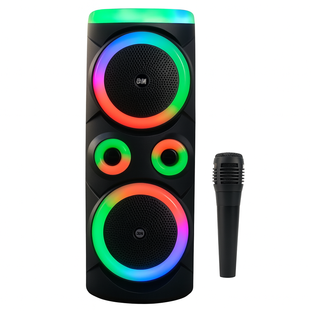 Parlante 8x2 PLG BT c/micrófono drop 30W