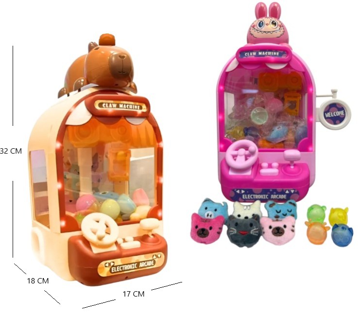 Maquina Garra atrapa Labubu y Capybara