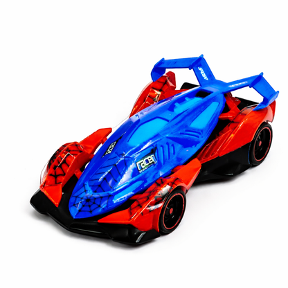 Auto de carrera a pila de spiderman