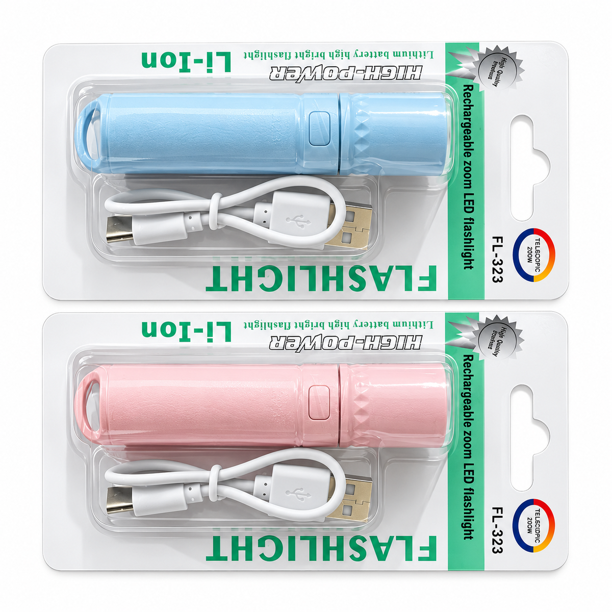 Linterna recargable 10cm  color pastel