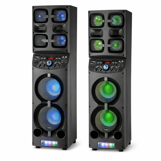 Parlante torre con micrófono