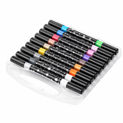 Marcadores con brillo x12und doble punta