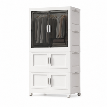 Ropero organizador plegable 2 niveles con puertas