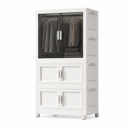 Ropero organizador plegable 2 niveles con puertas