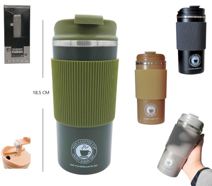 Vaso térmico con tapa anti derrame