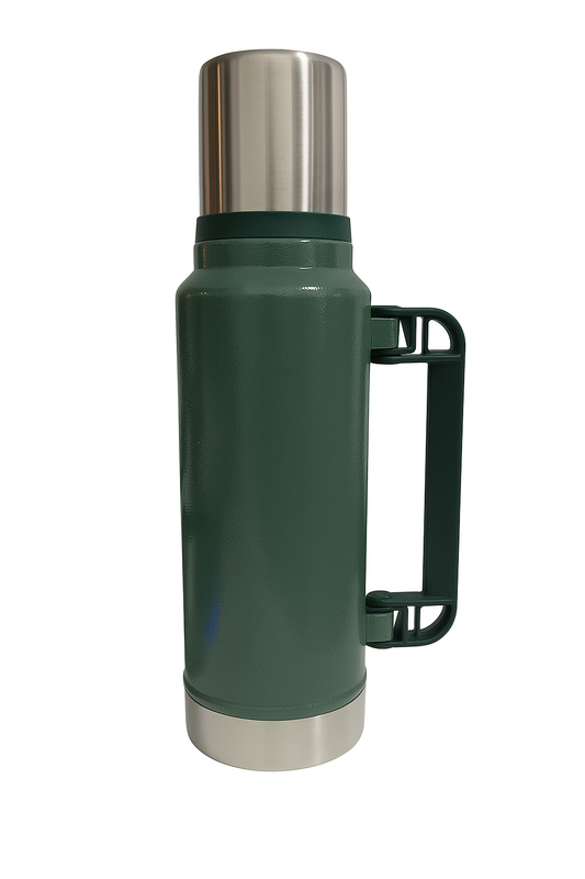 Termo de acero con manija plegable