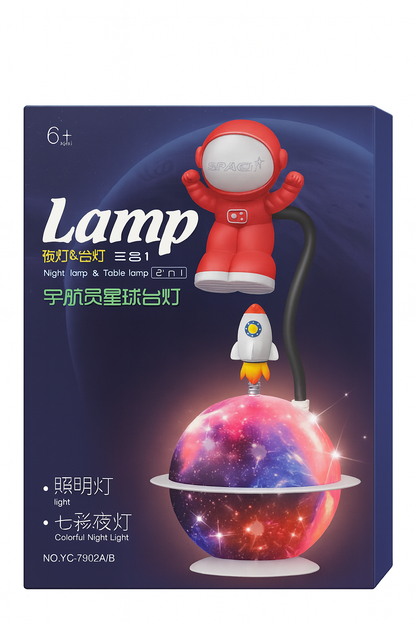 Velador astronauta led con luna colores