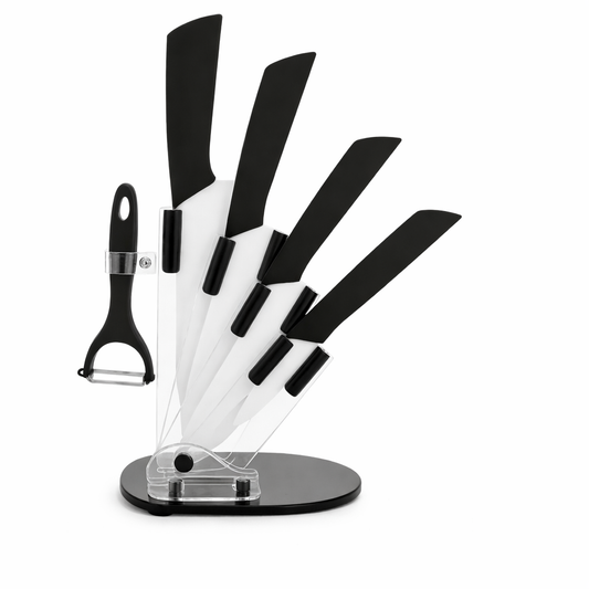 Set de cuchillos de cerámica con base