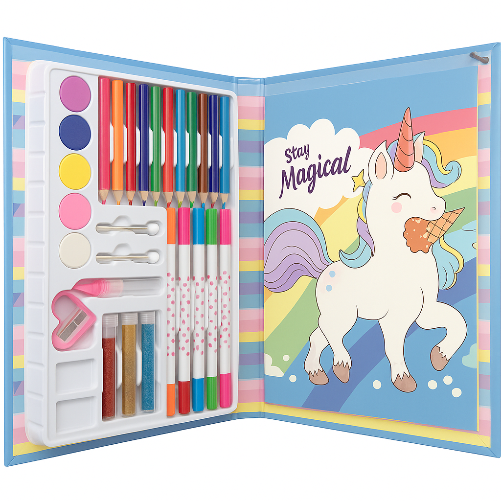 Set libro para colorear con útiles