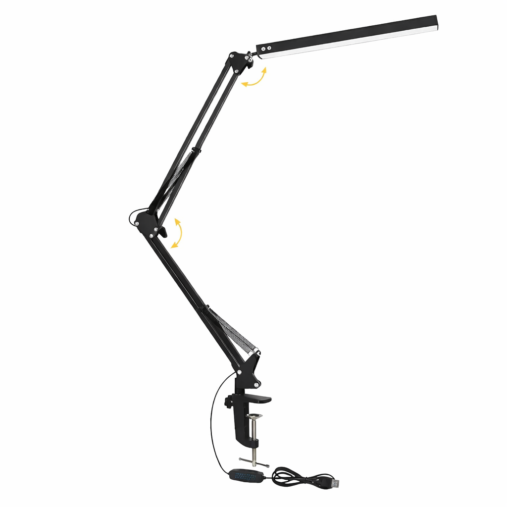 Velador led articulada c/morsa sin base