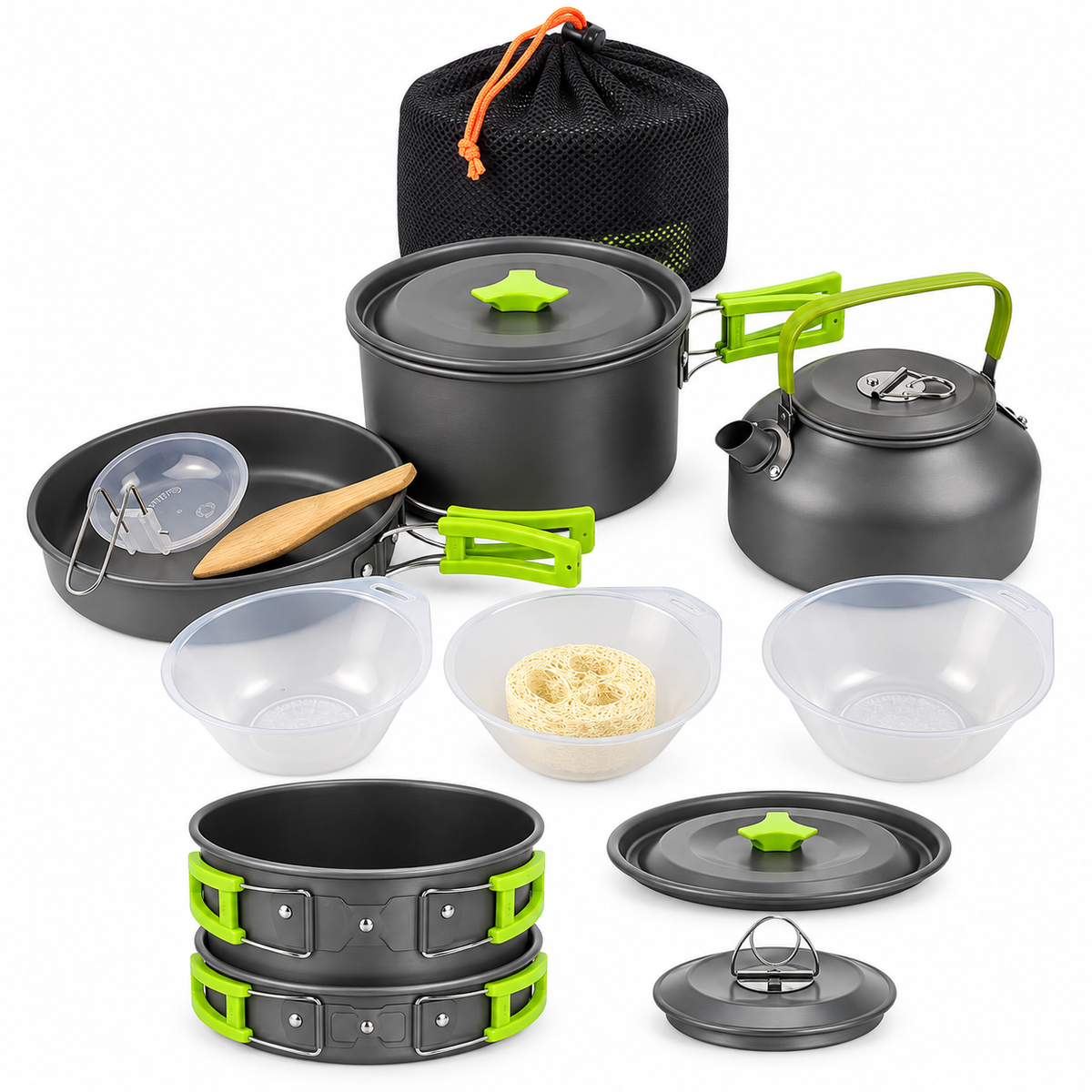 Juego de ollas de aluminio para camping 12pcs