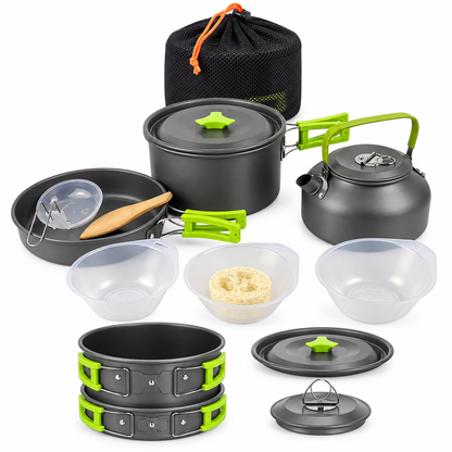 Juego de ollas de aluminio para camping 12pcs