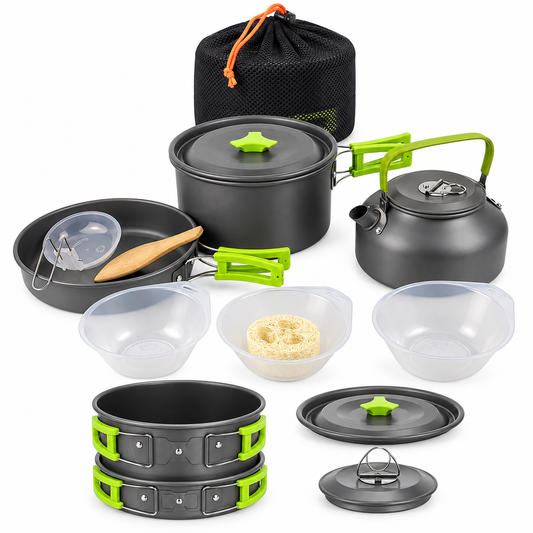 Juego de ollas de aluminio para camping 12pcs