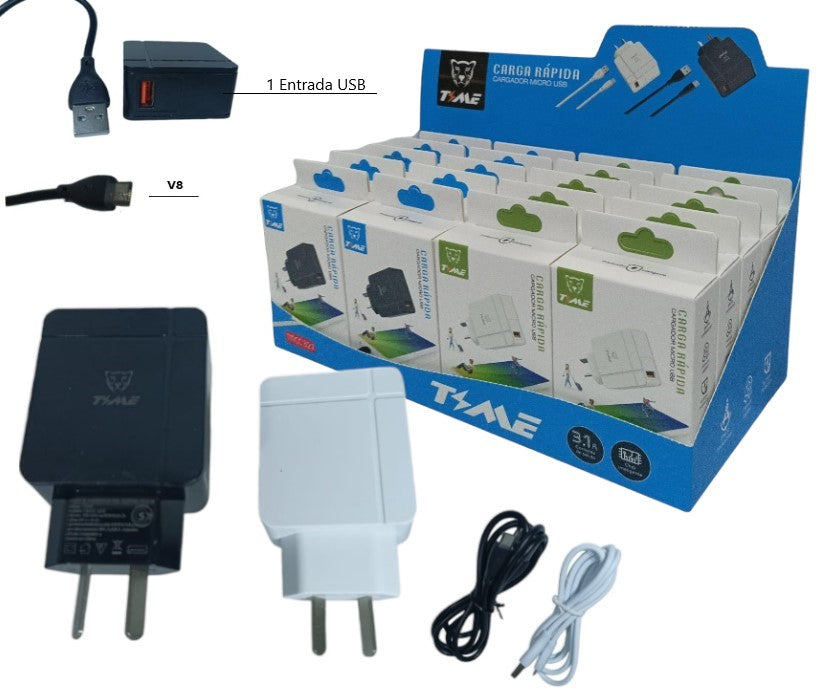 Cargador V8 3.1 TIME con cable