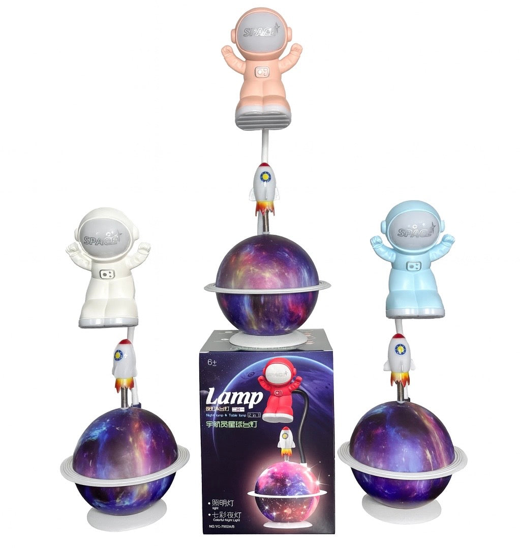 Velador astronauta led con luna colores