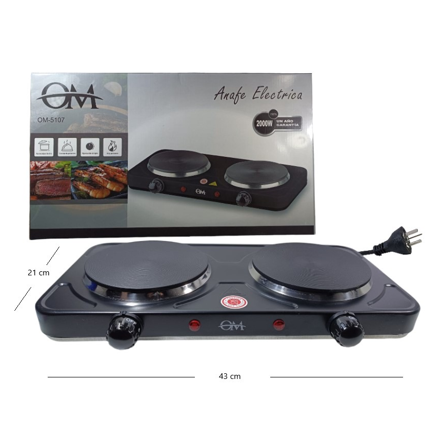 Anafe con 2 hornallas OM 2000w