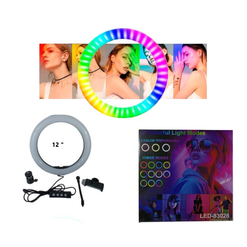 Aro de luz LED RGB 12"
