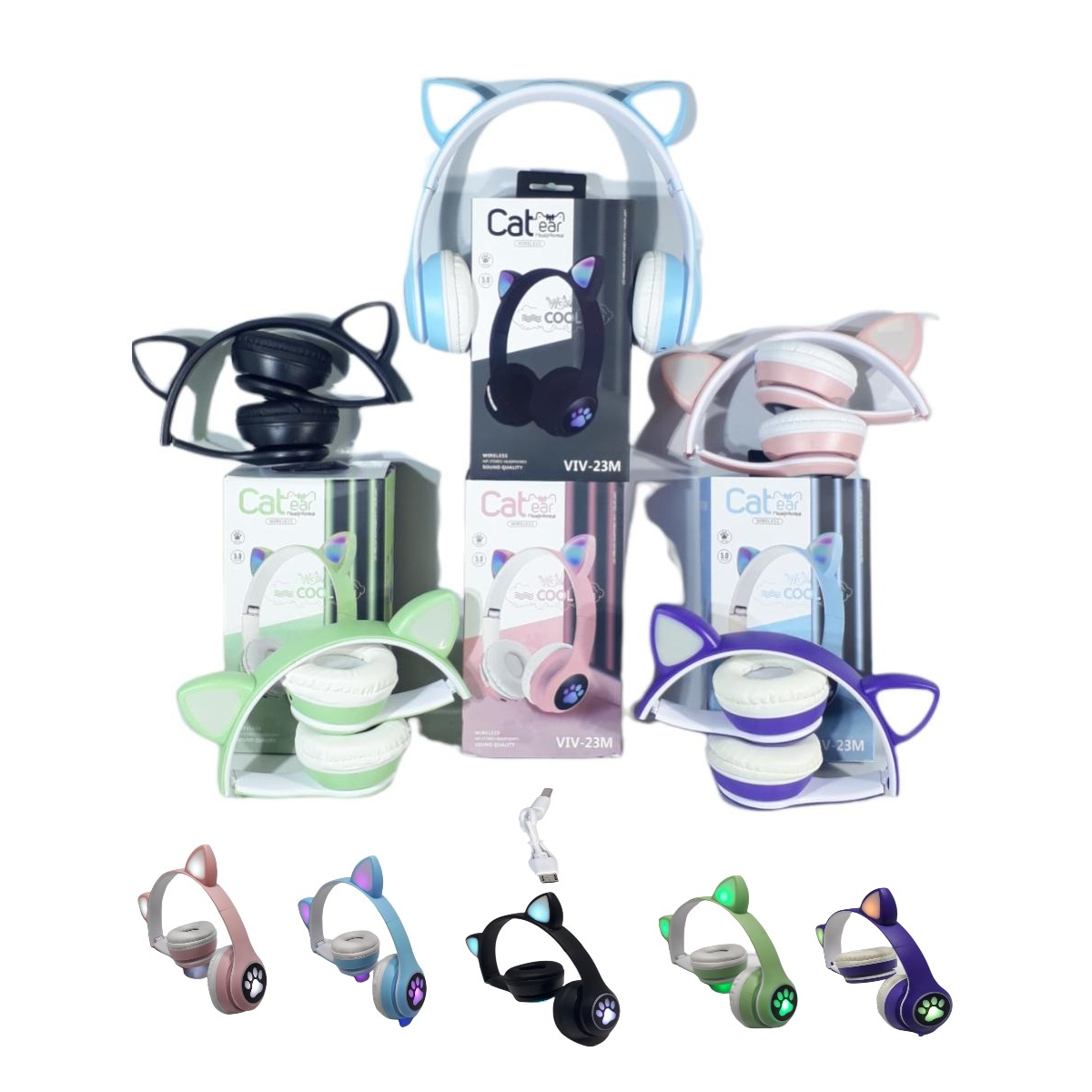 Auriculares vincha gatito con huella