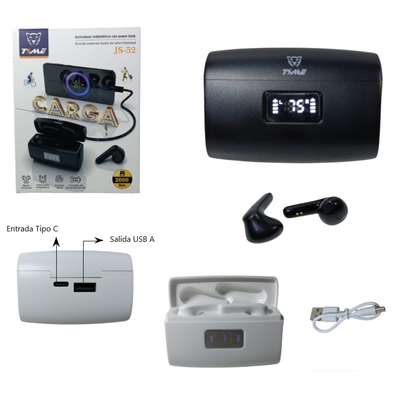 Auriculares inalámbricos con power bank