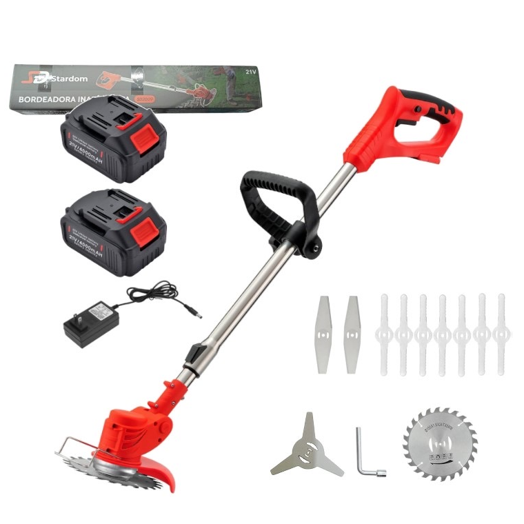 Corta césped con 2 baterías de 21v