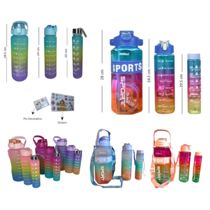 Set de 3 botellas motivacionales