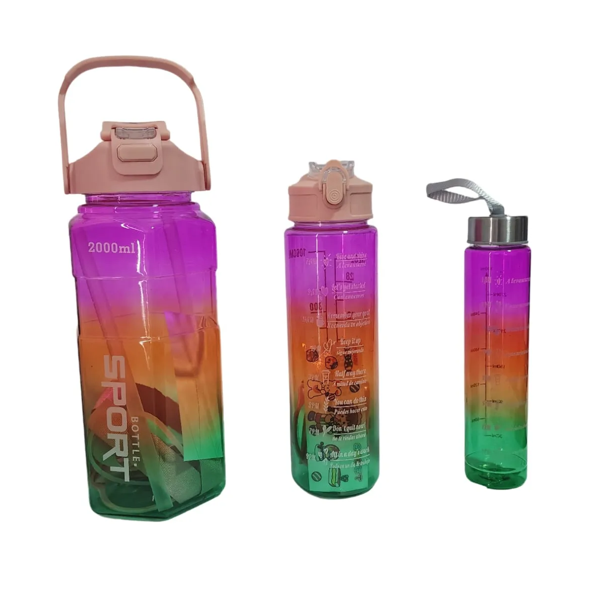 Set de 3 botellas motivacionales